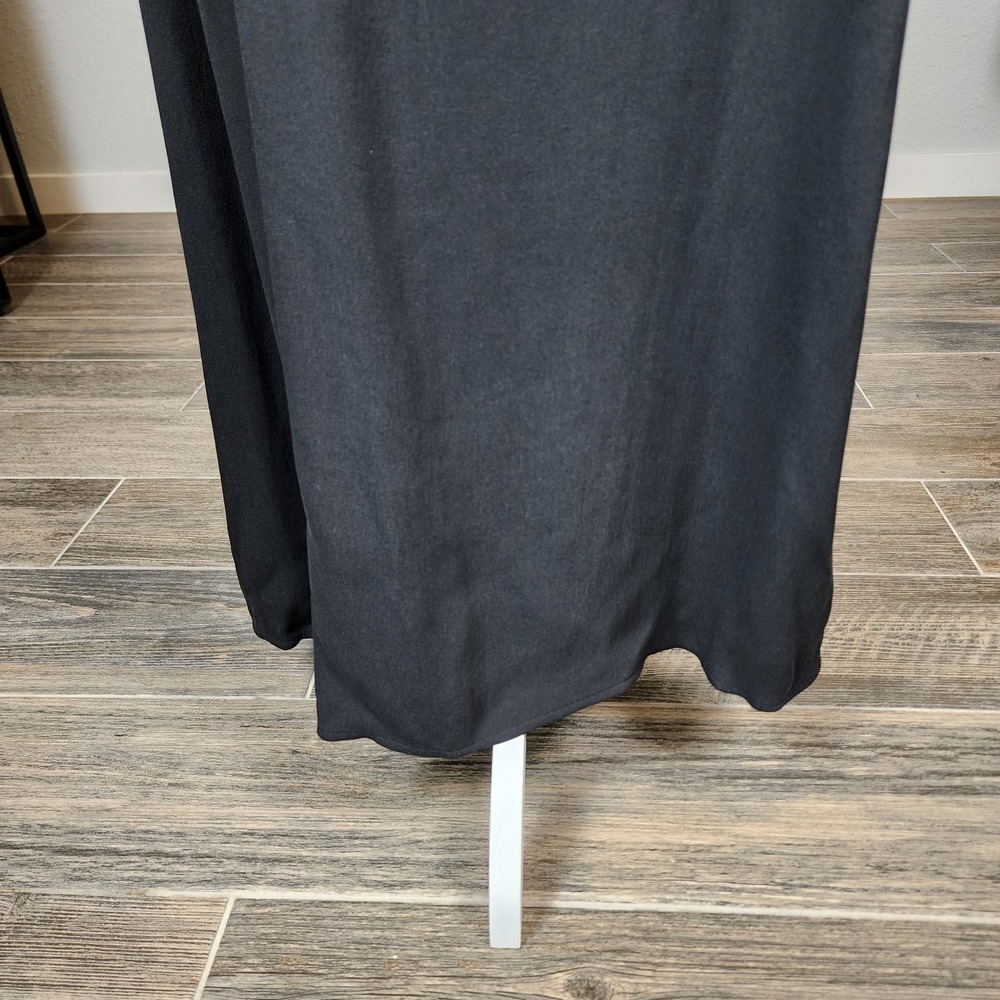 Eileen Fisher Silk Maxi‎ Dress Womens XL Black Georgette Crepe Flounce Hem NEW - Picture 5 of 11